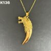 24k Gold Jewelry,Viking Wolf Necklace,Vintage Gothic Tribal Pendant,Punk Style Domineering Fierce Amulet Wolf Head Jewelry