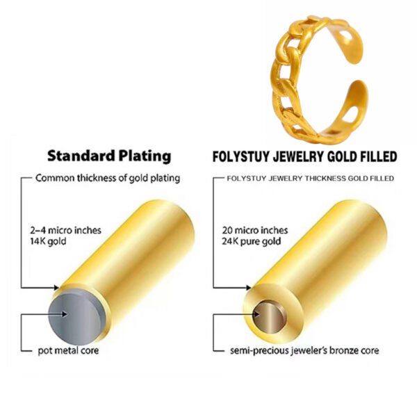 24k Gold Jewelry,Classic Twist Chain Open Rings For Women Zircon Geometric Twist Wrapped Couple Ring Jewelry